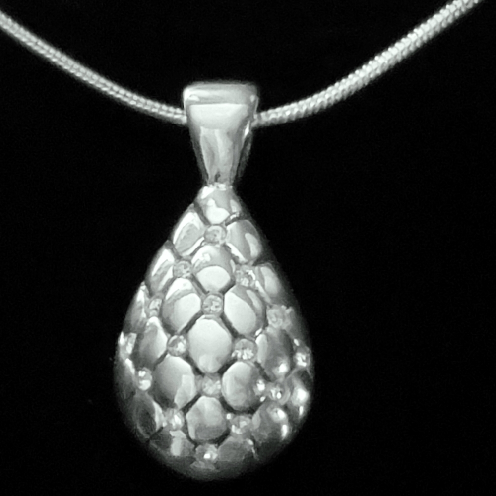 White Sapphire. 925 Sterling Silver Necklace